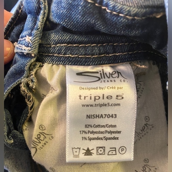 Silver Jeans Co.  Nisha Denim Overalls Med Wash Girls 7 - Picture 4 of 11